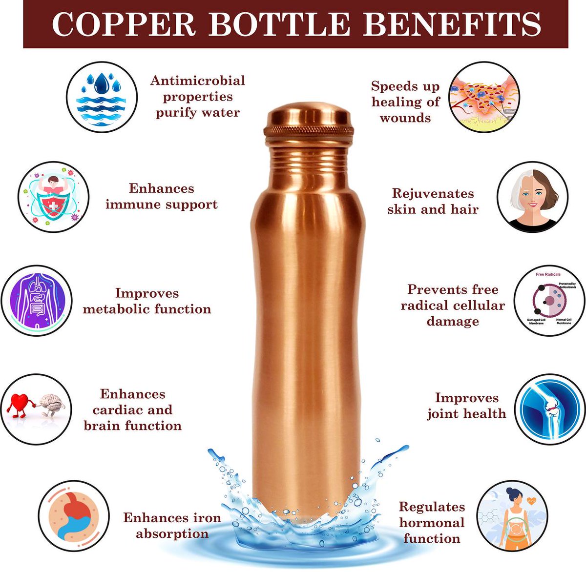 ✨Drinking From a Copper Vessel✨

Health benefits of storing water in and drinking from copper vessels

~ Sterilizes the water
~ Destroys bacteria in the water
~ Helps cleanse and detox your body
~ Helps regulates liver and kidney functions 
~ Helps your body absorb nutrients
~…
