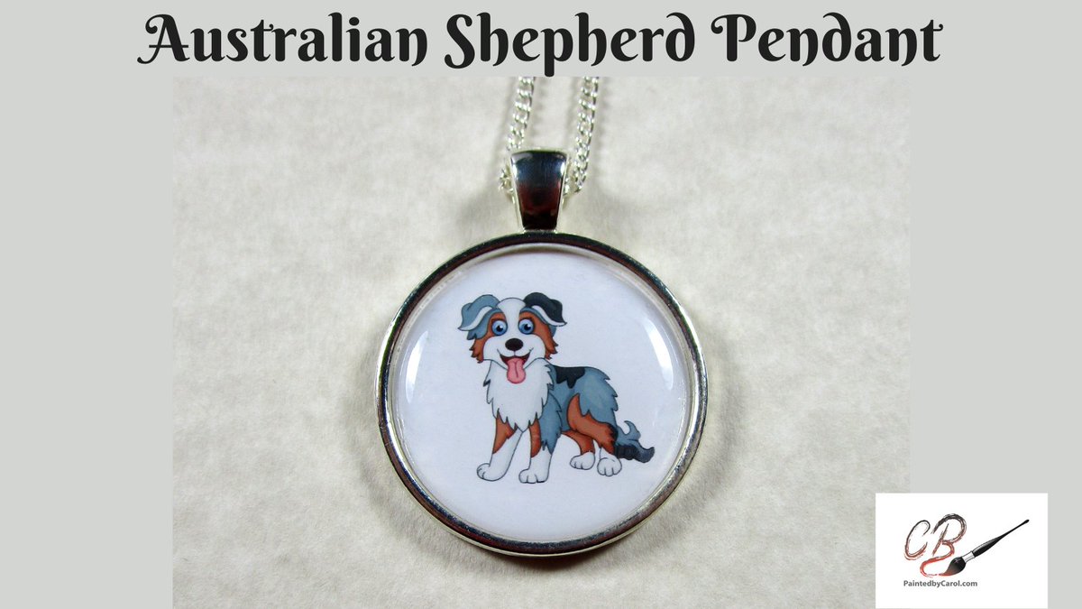 So cute! Our Australian Shepherd Pendant is exclusive to our Etsy shop. Matching earrings, too! Ships the next business day. #AustralianShepherd  #Jewelry paintedbycarol.etsy.com/listing/147387…