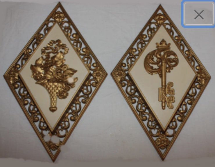 Vintage Syroco (Syracuse Ornamental Company) Diamond-Shaped Wall Décor by EmmasAtticTreasures etsy.me/3RGFs0X via @Etsy #Syroco #WallDécor #GoldCream #DiamondShaped #Vintage