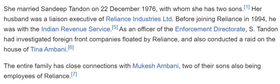 IRS officer raids Ambani.

Some time later, leaves IRS and joins Ambani. His wife gets ticket from congress. His 2 sons get employed in Reliance.

How India used to work.