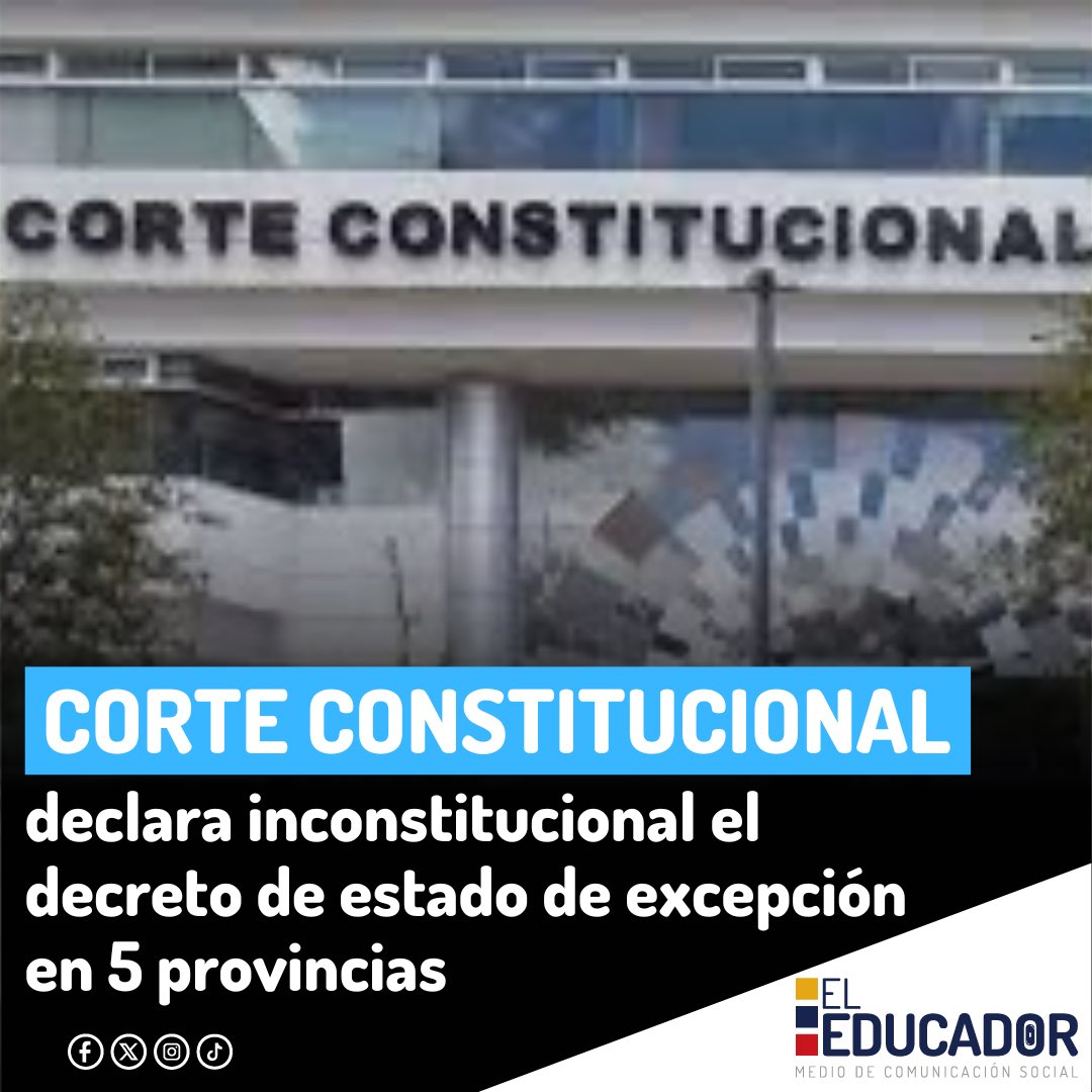 #CorteConstitucional | la @CorteConstEcu dio un golpe @DanielNoboaOk declarando la inconstitucionalidad al decreto que impulsa el estado de excepción en las provincias de #Guayas , #ElOro , #LosRíos , #Manabí y #SantaElena. 👉#AbroHilo 👈