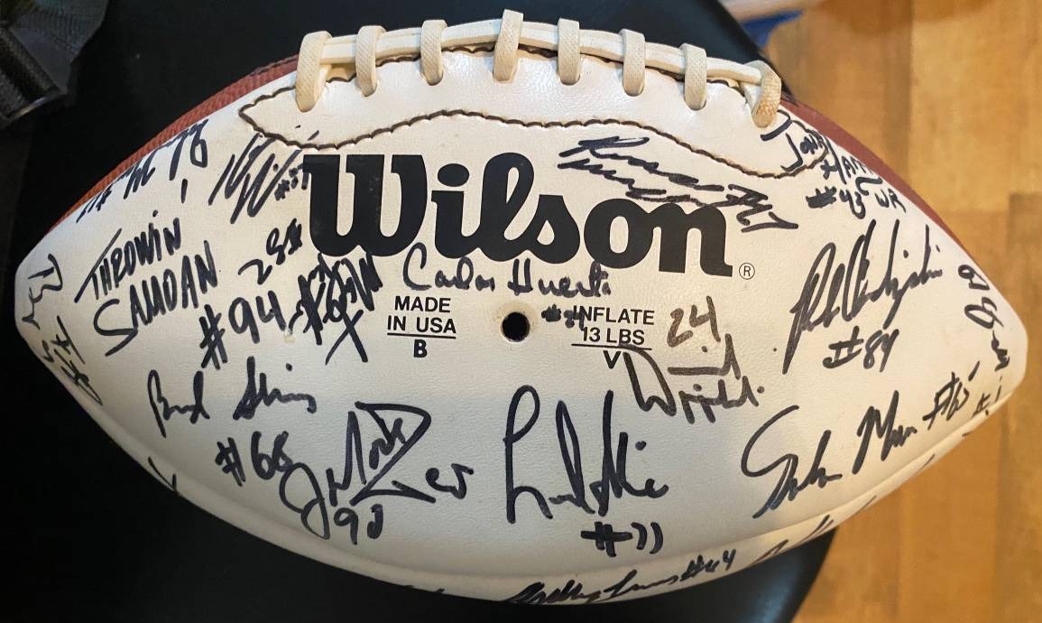 Relive the glory of the 1991 University of Miami Hurricanes National Championship with this autographed football. #UniversityofMiami #Football #Autographed #NCAA #Championship #SportsMemorabilia #Collectibles #GainesvilleThings gainesvillethings.com/product/univer…