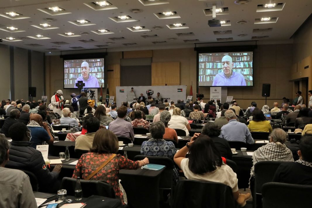 Palestinian activist and journalist <a href="/AliAbunimah/">Ali Abunimah</a> speaks at the inaugural Global Anti-Apartheid Conference on Palestine in Johannesburg, South Africa.

#palestineafrica2024