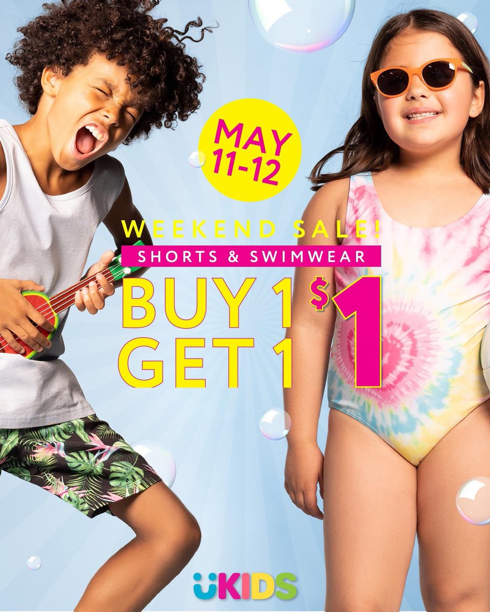 THIS WEEKEND ONLY at @Urban_Planet! 

BOGO $1 Shorts and Swimwear! 🩳🩱

Stock up for Summer by shopping their sale May 11 - 12.

#londonderrymall #swimwearforkids #urbankids #fashionhascomenorth