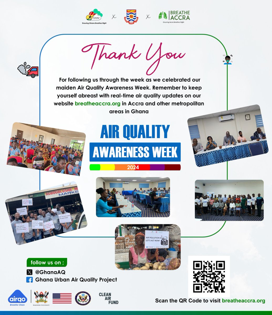 Thank you for your immense support, presence, and involvement during the #AQAW2024 #CleanAir #AirQuality @kofiamegah @CleanAirFund @AirQoProject @Graphicgh @GHANANEWSAGENCY @ghonetv