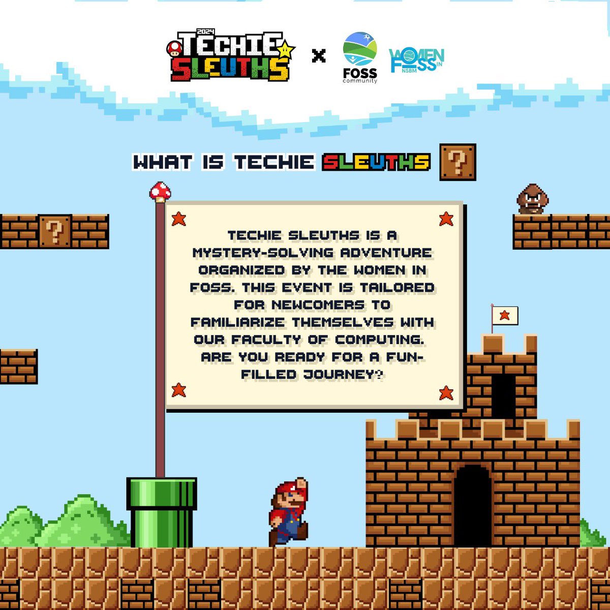 Here's Techie Sleuths where tech meets treasure hunting!🔍

Read out and discover what awaits and join with Techie Sleuths where every hint is a mushroom-powered adventure!🍄

#fossnsbm #wifnsbm