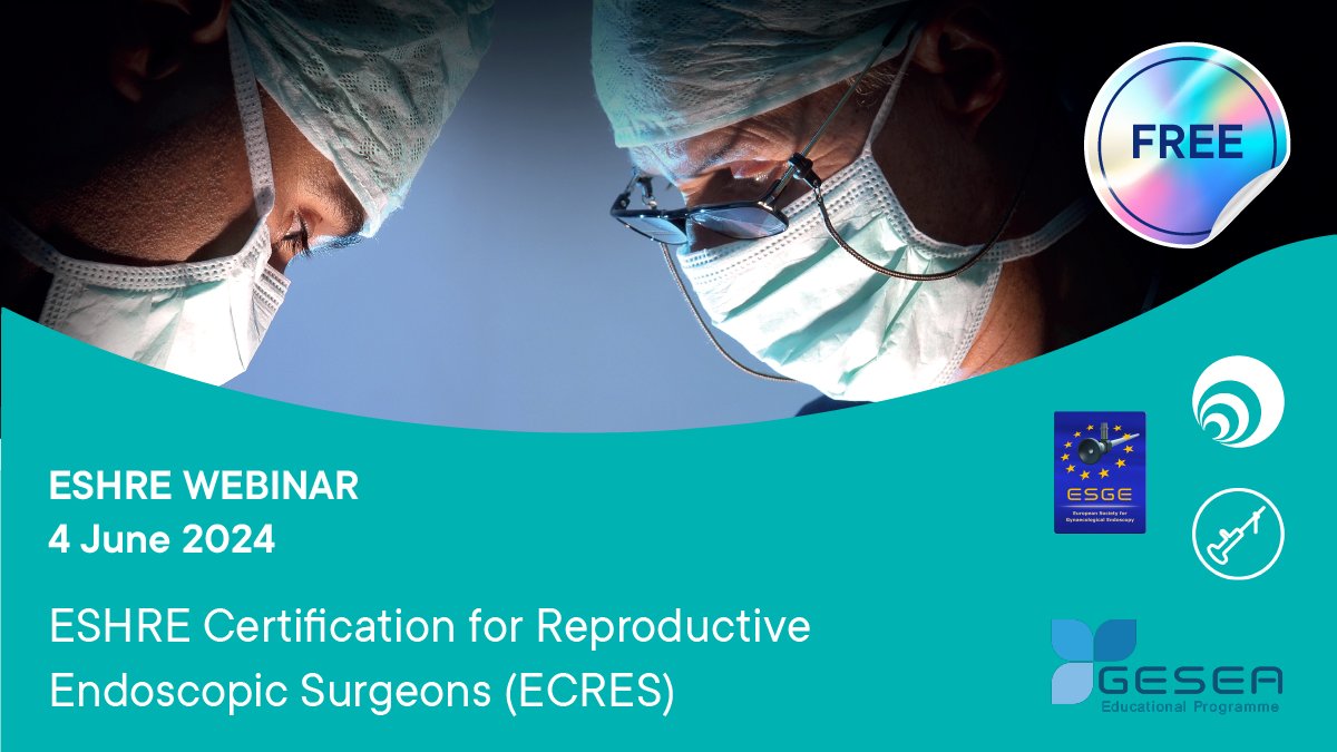 💉✨ After this FREE webinar you will know why structural education and assessment in reproductive surgery is important, how to obtain the GESEA ECRES certificate and diploma and get more information about application and training. 📆Tuesday 4 June - 17:30 eshre.eu/Education/Webi…