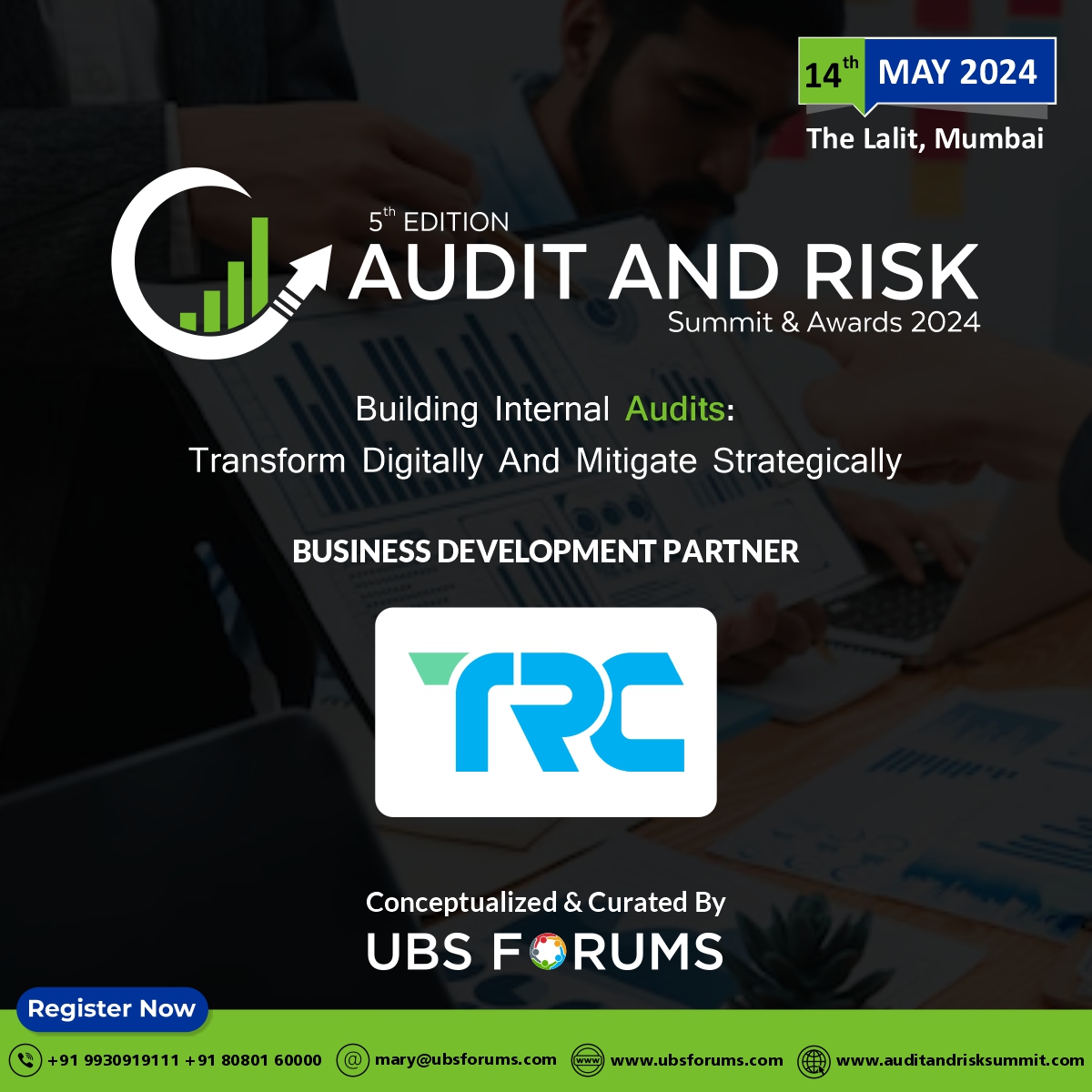 We are thrilled to extend a warm welcome to 𝗧𝗥𝗖 𝗖𝗼𝗿𝗽𝗼𝗿𝗮𝘁𝗲 𝗖𝗼𝗻𝘀𝘂𝗹𝘁𝗶𝗻𝗴 our Business Development Partner for the Exclusive '5th Edition Audit & Risk Summit & Awards 2024.” 📅14th May 📍The Lalit, Mumbai Register- tinyurl.com/2p375dek #UBSFAAR #risk #audit