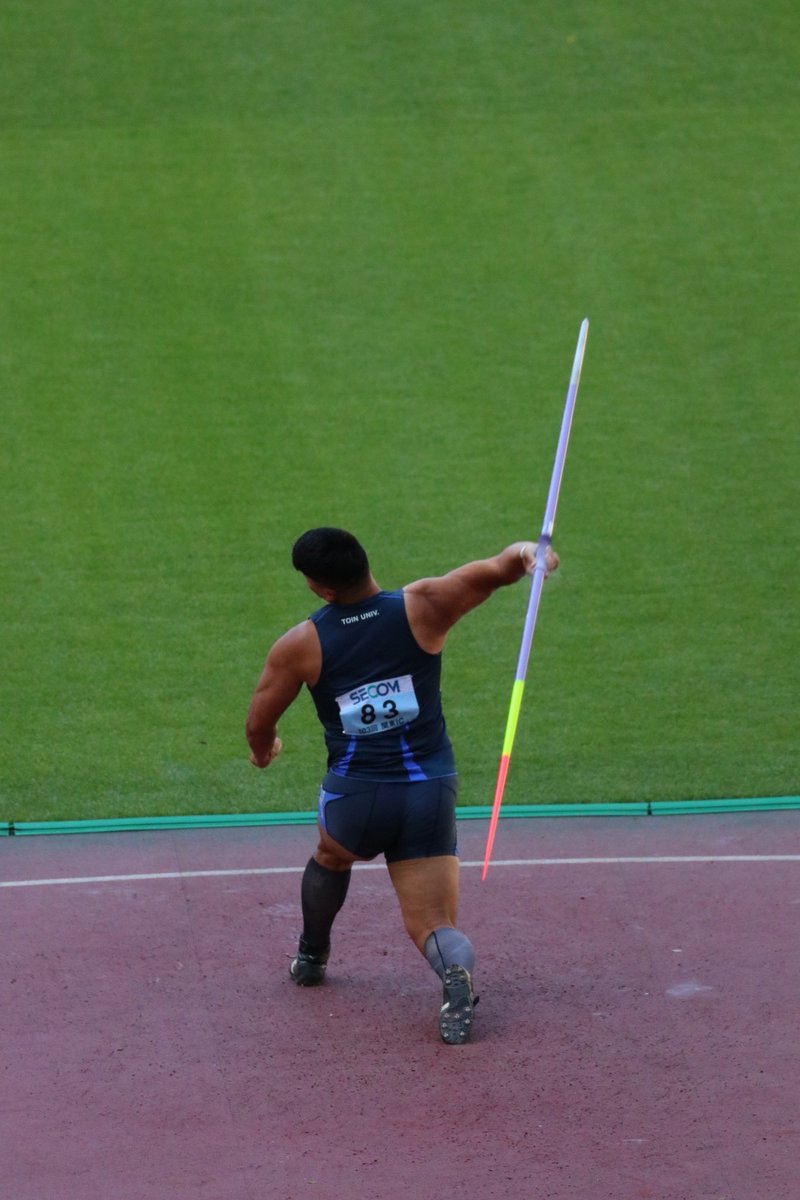 tointaf's tweet photo. 関東インカレ3日目

[記録]
やり投
井上瑠(テク4)  4位 59m54

 #第103回関東学生陸上競技対校選手権大会 
 #桐蔭横浜大学
 #桐蔭横浜大学陸上競技部
 #投擲
 #やり投げ https://t.co/IpZWuHgPYH