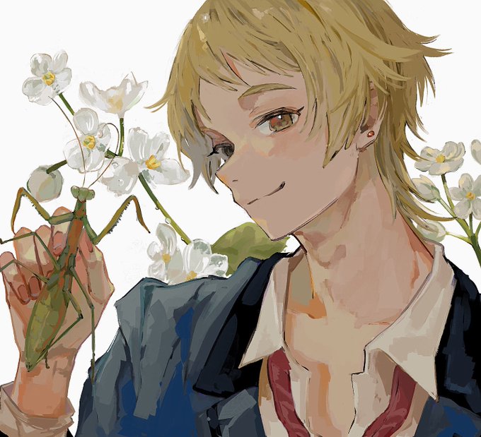「collared shirt holding flower」 illustration images(Latest)