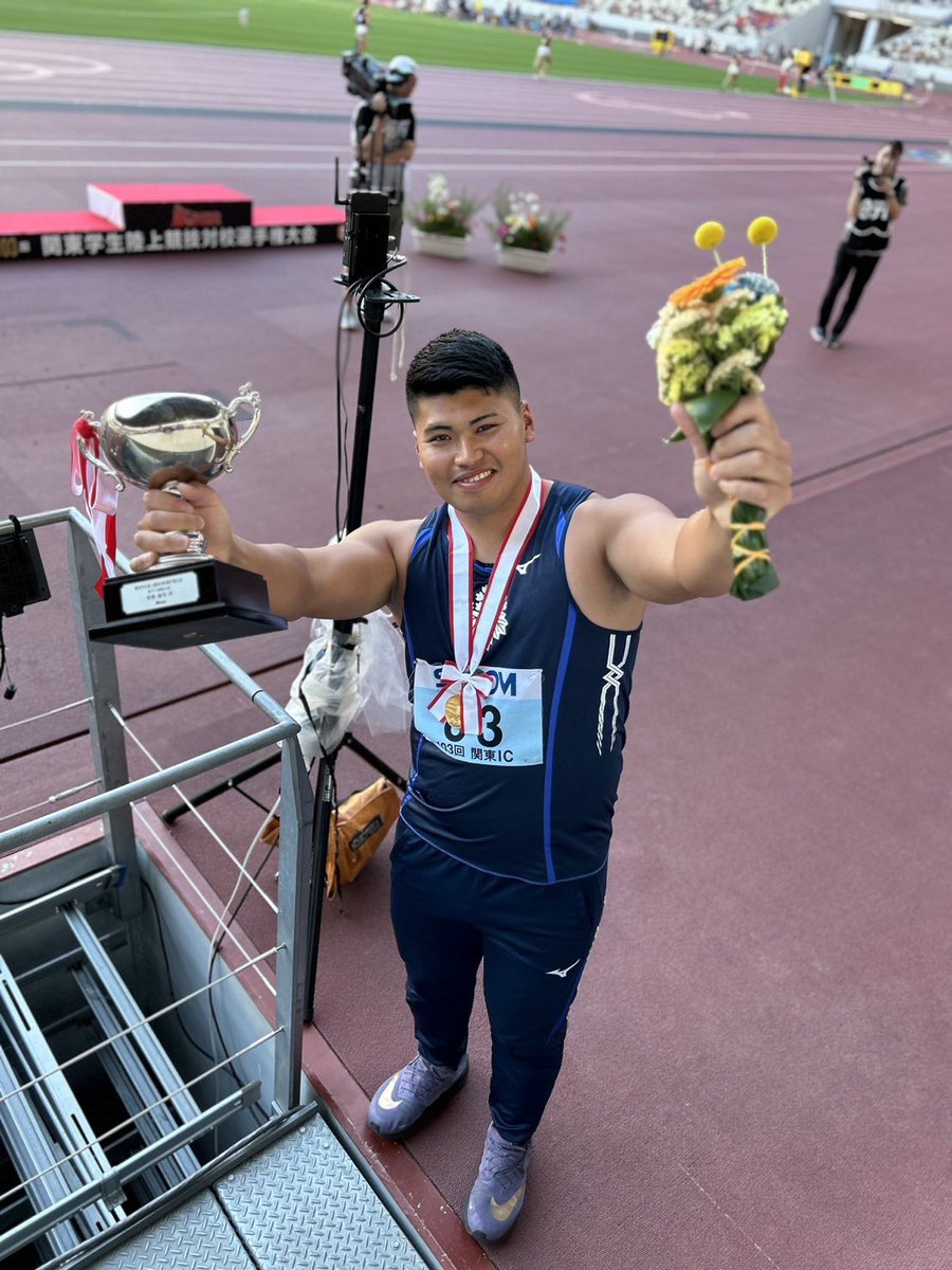 tointaf's tweet photo. 関東インカレ3日目‼️

[記録]
砲丸投
井上瑠 (テク4)  優勝🏆 14m88

 #第103回関東学生陸上競技対校選手権大会 
 #桐蔭横浜大学
 #桐蔭横浜大学陸上競技部
 #投擲
 #砲丸
 #優勝 https://t.co/xGpDxsXzRS