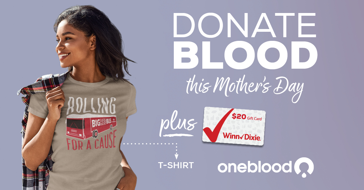 [𝐌𝐚𝐲 𝟗-𝟏𝟐] Save lives on the Big Red Bus this Mother's Day at 𝐬𝐞𝐥𝐞𝐜𝐭 𝐖𝐢𝐧𝐧-𝐃𝐢𝐱𝐢𝐞 𝐥𝐨𝐜𝐚𝐭𝐢𝐨𝐧𝐬! 🌸🛒✔️ Donors will receive: 💳 Free $20 Winn-Dixie Gift Card 🎁 Free Big Red Bus T-shirt 🩺 Free Wellness Checkup givelife.io/y4cx @WinnDixie