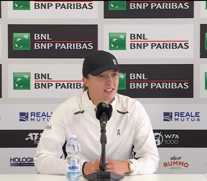 Swiatek was asked why the attention is on Rafa Nadal & Novak Djokovic instead of her in Rome “You're the No. 1. All eyes are on Djokovic, Nadal. How do you explain it? Why is the attention of the people not on you?” Iga: “Why what?” “The attention of people is not on you here…