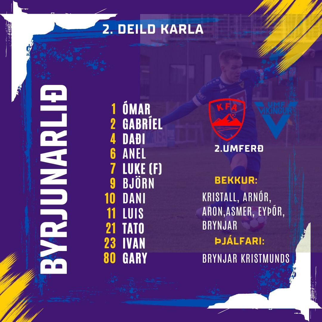 Byrjunarliðið gegn KFA í dag
