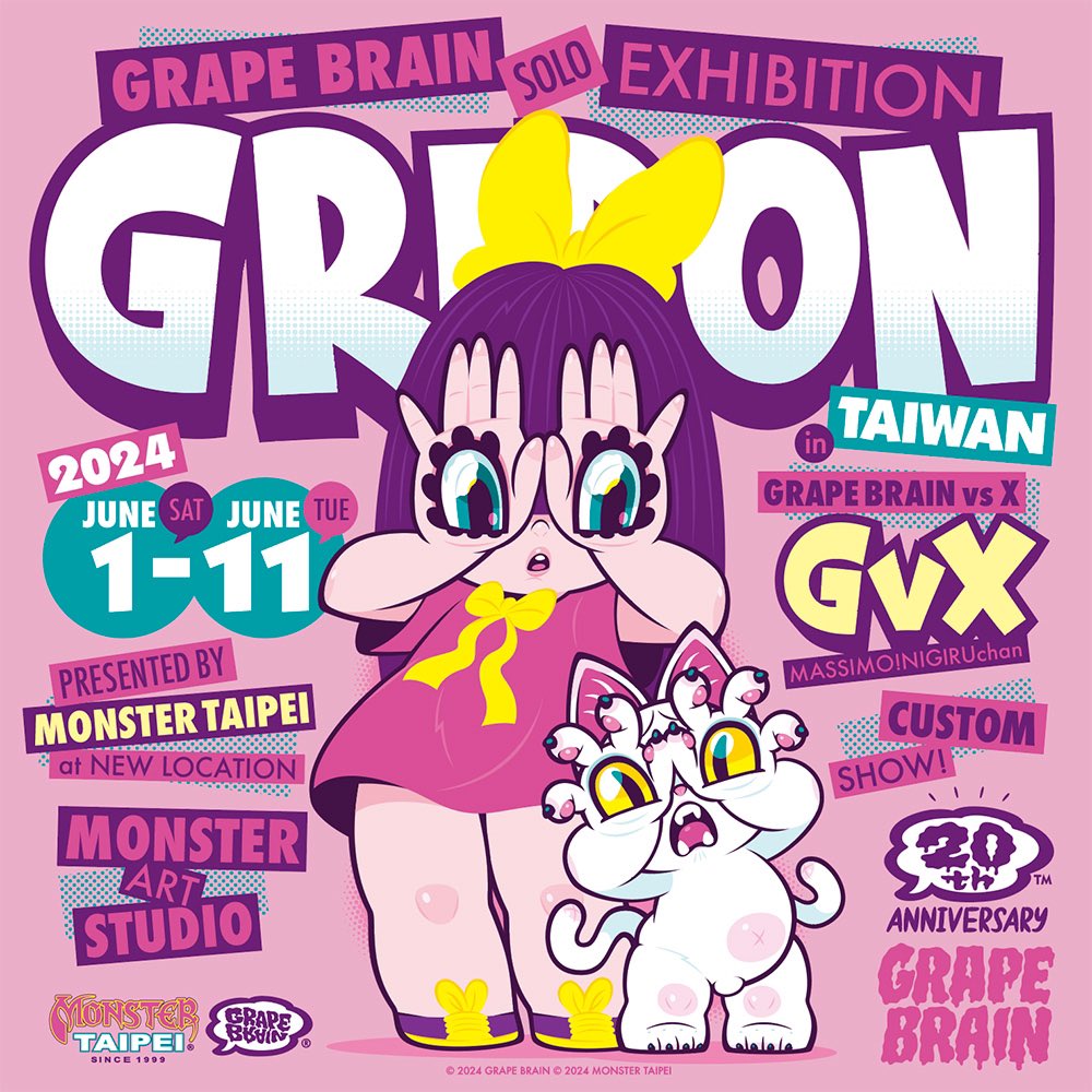 GRAPE BRAIN SOLO EXHIBITION 
 “GRIPON” in TAIWAN
詳細はこちら↓
instagram.com/p/C61EzZOyO10/…
