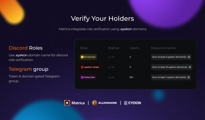The @EYEKONNFT team once again highlights the power of our domains, by gating their discord community via @MatricaLabs This brings added exclusivity and community perks, plus ensures their clients reach the most committed and engaged influencers.