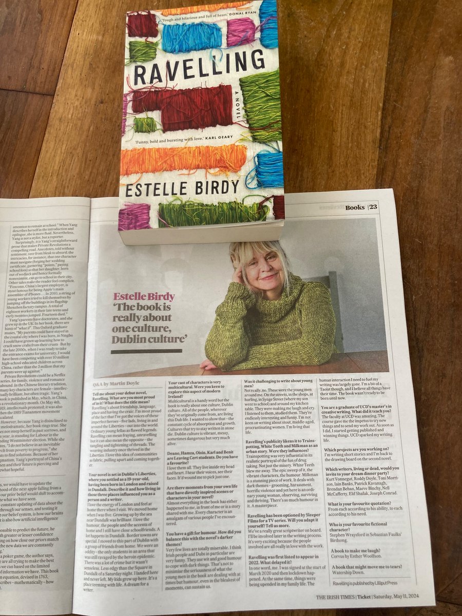 There’s no link online yet but I have to shout this from the rooftops. There’s a full page Q&A with me and my very very old jumper in today’s @IrishTimes @IrishTimesBooks section today. So much gratitude to The Irish Times and to @MartinDoyleIT for this. @LilliputPress…