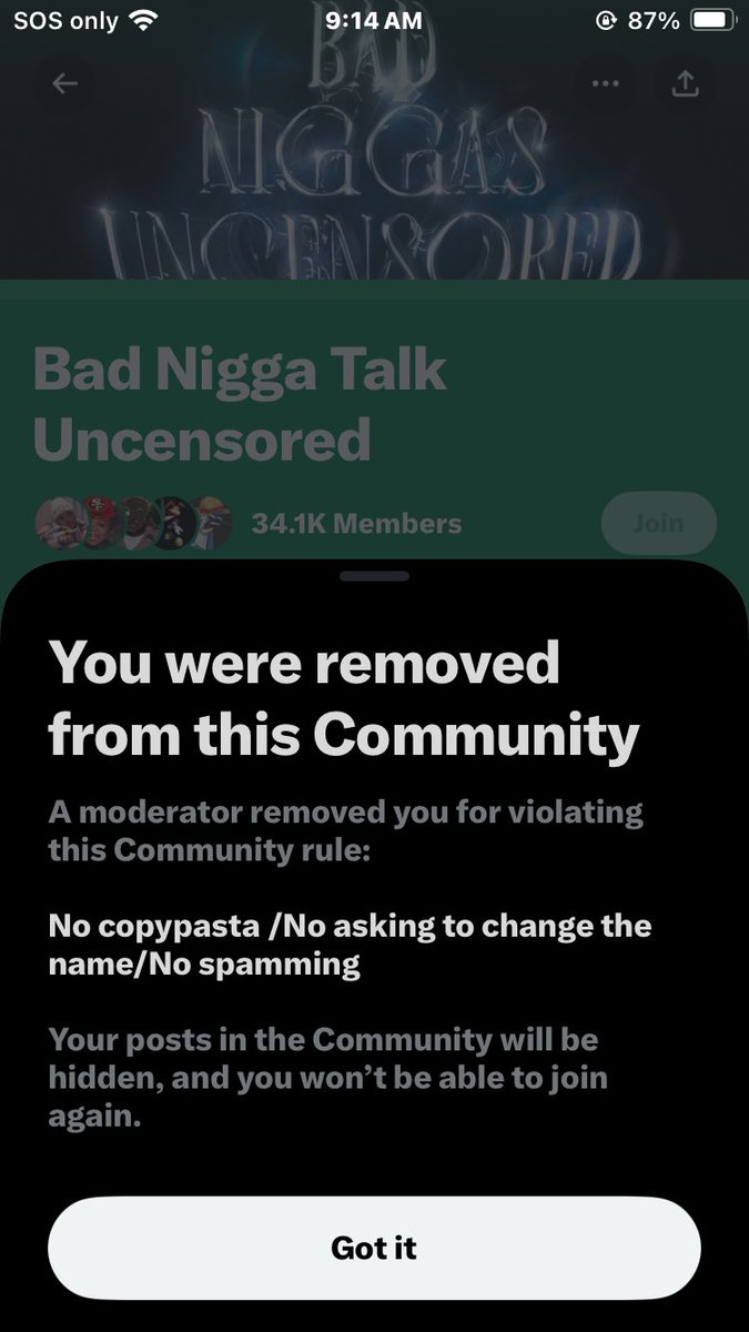 understrexx's tweet photo. 😭whoever the mods are gotta learn to take a Mf joke 😂😂😂shit is getting sad https://t.co/eTsSfNfJr1