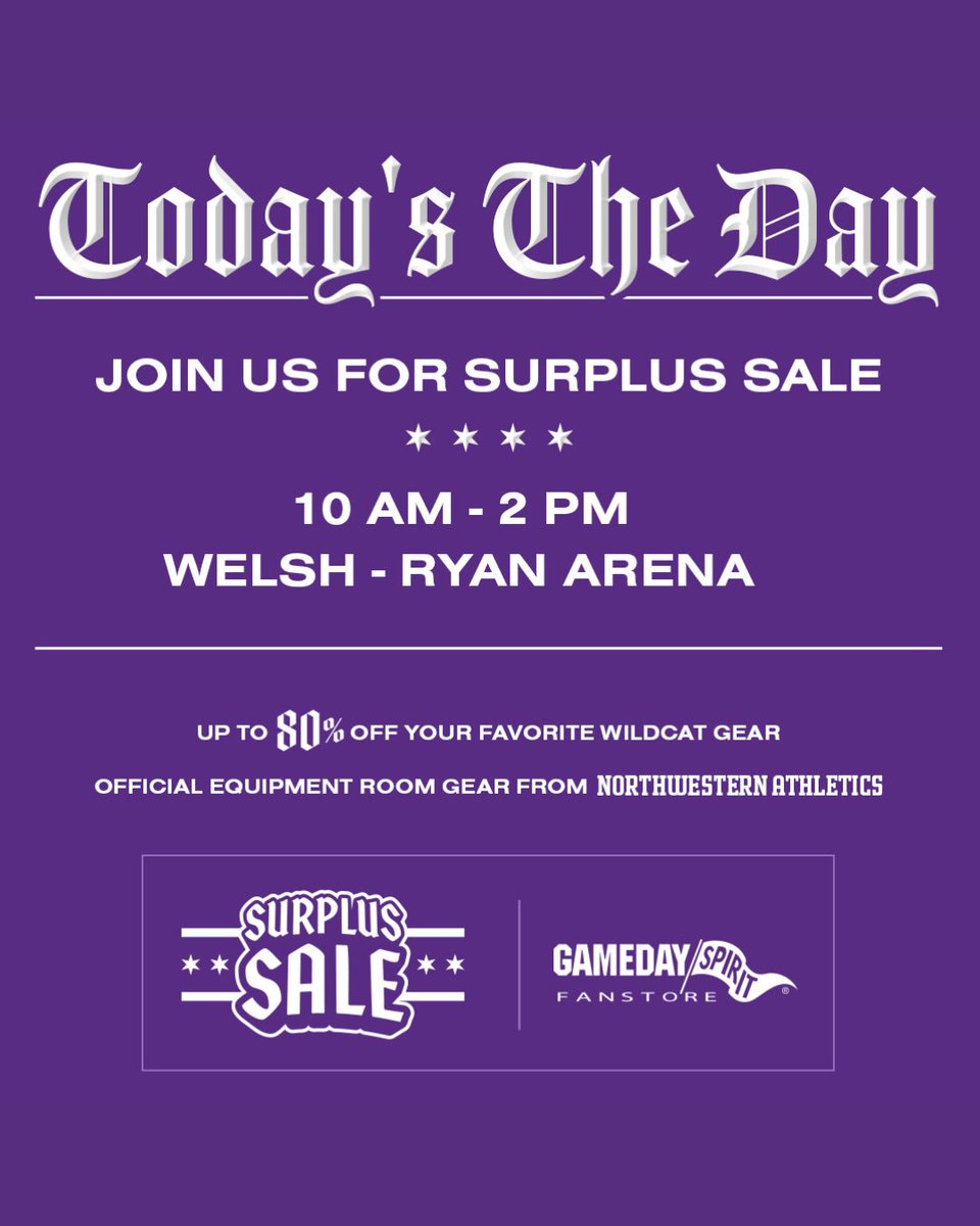 Head over to Welsh-Ryan Arena TODAY from 10 - 2 for huge savings on your favorite Wildcat gear!