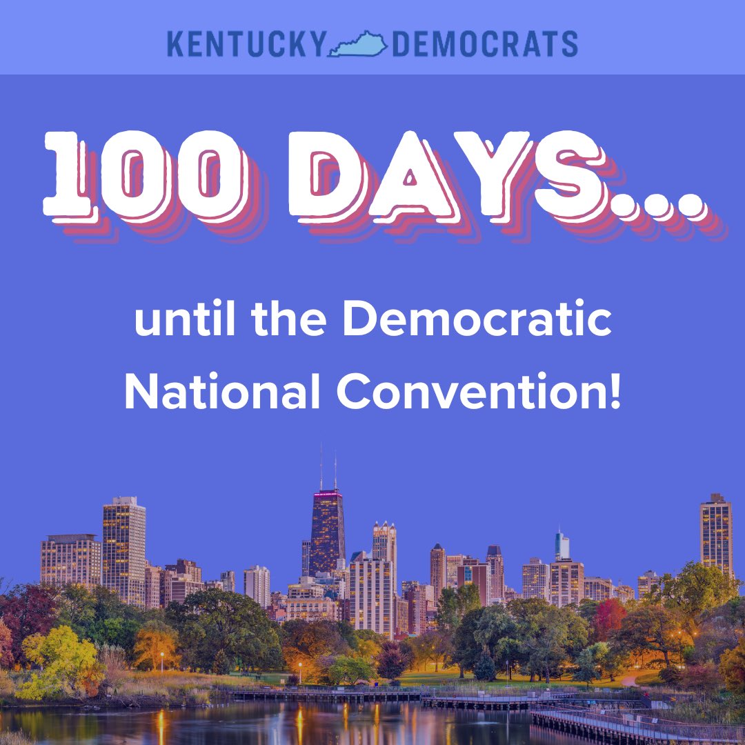 Mark your calendars, y’all! With 100 days to go until the Democratic National Convention, we’re on the road to victory.  Let’s move forward together, KY 💙