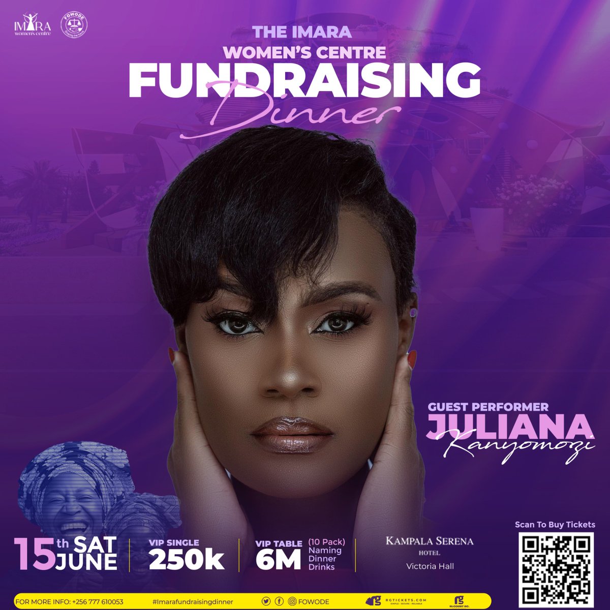 .@JKanyomozi will be a guest performer at #ImaraFundraisingDinner (15th June at Kampala Serena Hotel Victoria Hall) Buy your tickets via bit.ly/ImaraFundraiser Or Partners/sponsors can email z.isaac.ug@rgconsultinc.com #ImagineImaraWithUs #ImaraCentre @patriciamunabi