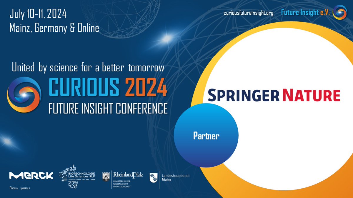 We are delighted to announce that Springer Nature is on board as one of our Partners for the #Curious2024 conference!
A big thank you to Springer Nature for their support!
Find out more about the #Curious2024 conference: curiousfutureinsight.org