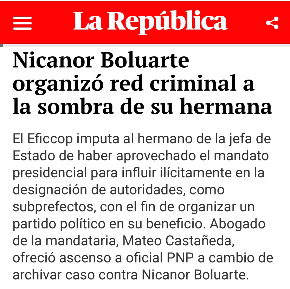 Y Dina Boluarte no sabía nada??? A esto se llama INCAPACIDAD MORAL para seguir ejerciendo la Presidencia de la República. Qué va a hacer el Congreso? Avalar una vez más, con su silencio cómplice, a esta mafia de la corrupción enquistada en Palacio de Gobierno? @presidenciaperu