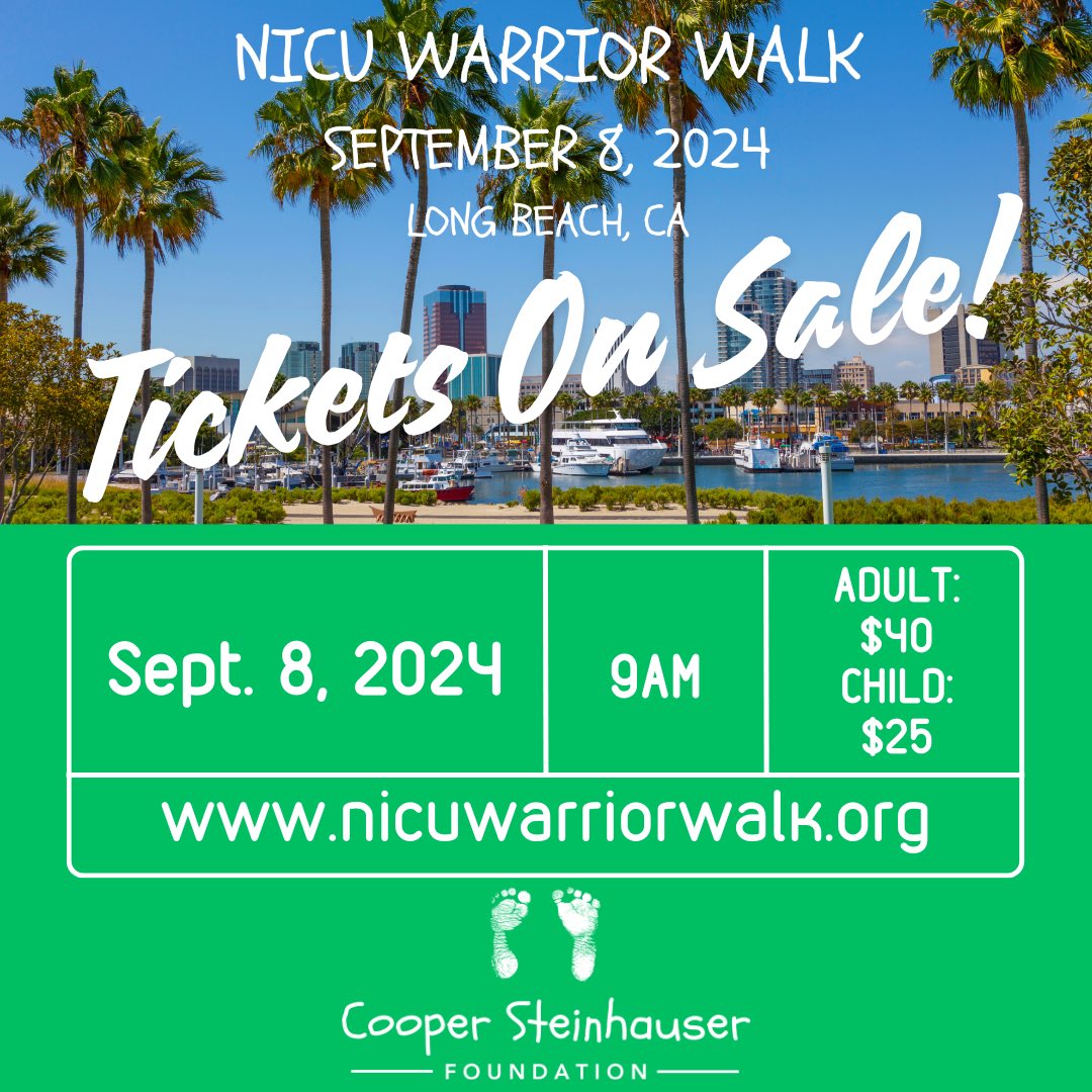 Registration tickets are open for purchase! Join us on Sept. 8, 2024 to walk in honor of all the little warriors of the NICU! 

Go to nicuwarriorwalk.org

#nicu #nicuwalk #nicubaby #nicusupport #nicunurse #nicumom #nicudad