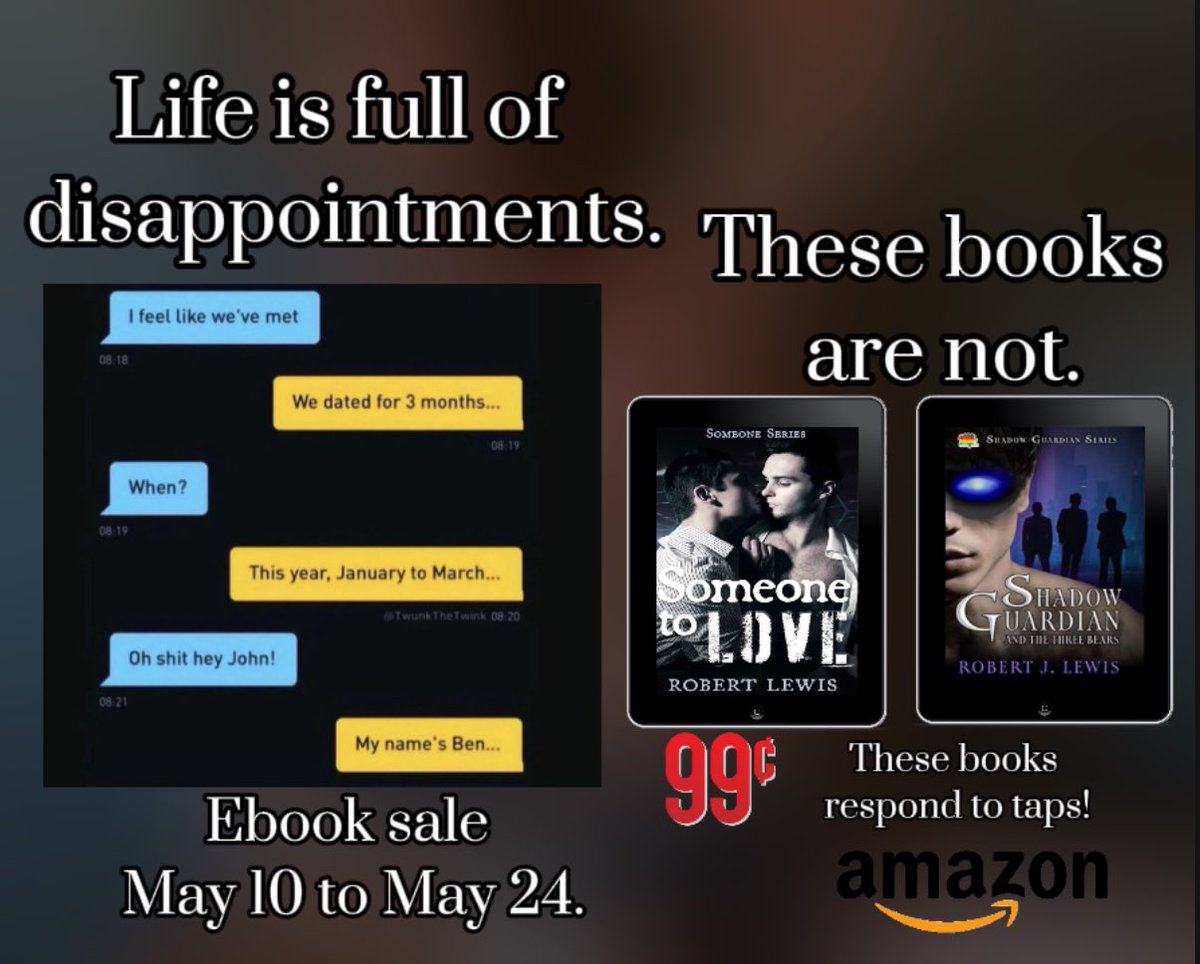 Life is full of #disappointments. These books are not. They also like it when you tap them. 😉#grindrfails Amazon $0.99 sale. robert-j-lewis.com/2024/05/10/ama…