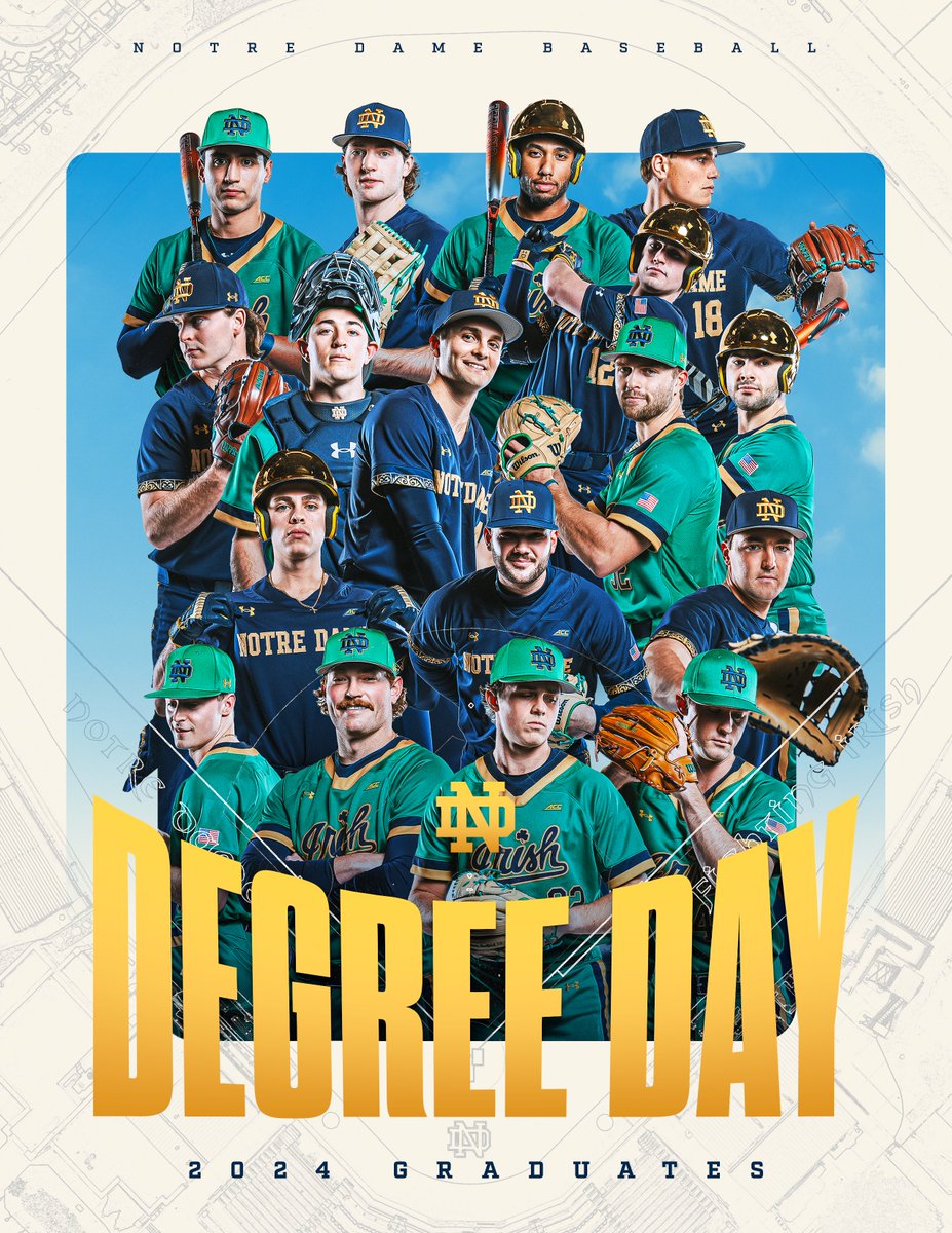 𝐃𝐄𝐆𝐑𝐄𝐄 𝐃𝐀𝐘 We're honoring our guys who will be earning degrees this spring. Be in your seats by 1:30 p.m. ET for the ceremony! 🆚 Toledo ⏰ 1:30 p.m. ET Degree Day, 2 p.m. ET First Pitch 📍 Frank Eck Stadium 📺 ACCNX 📣 app.fightingirish.com/BSB24 #GoIrish