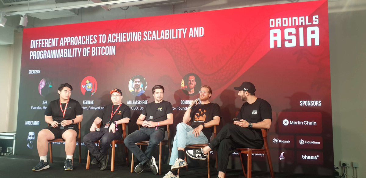 ALL-STAR pannel at @Ordinals_Asia. 🐉 Featuring: Jeff Yin - @MerlinLayer2 Kevin He - @BitlayerLabs Willem Schroe - @botanivlabs Dominik Harz - @build_on_bob Moderator: @Ben_Charbit