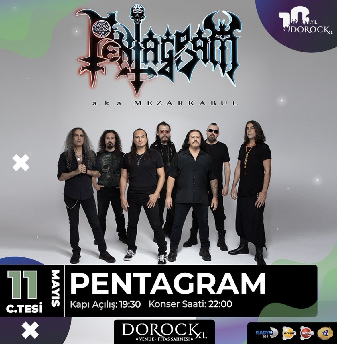 Taksim hazır mısın? 🔥 Bu akşam Dorock XL Venue Fitaş sahnesindeyiz! Görüşmek üzere… 🤘 #Pentagram #Mezarkabul #Taksim