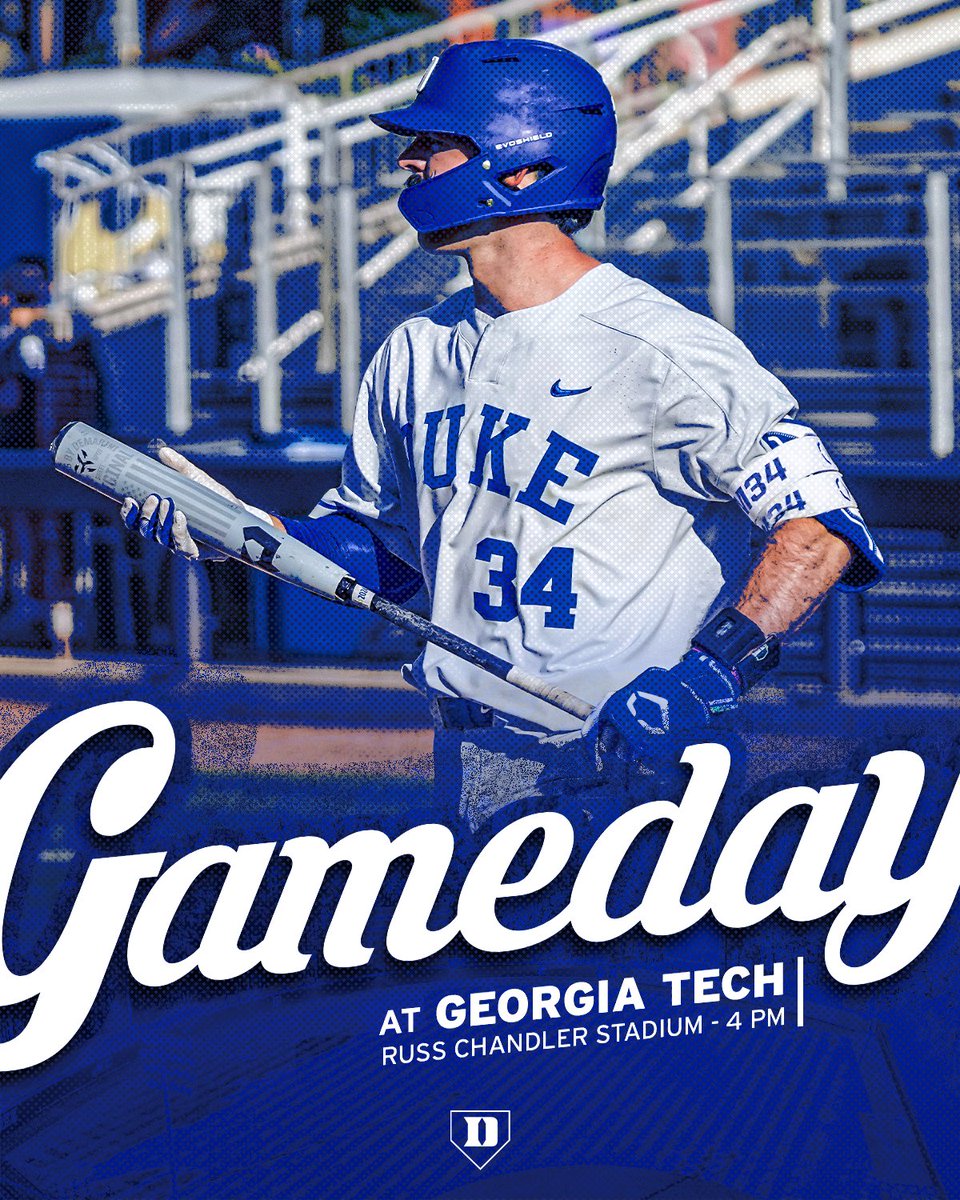Gameday! Gotta bounce back. 🆚 Georgia Tech ⌚️ 4 PM 📍 Atlanta, Ga. 🏟 Russ Chandler Stadium 💻 ACCNX #BlueCollar | #GoDuke