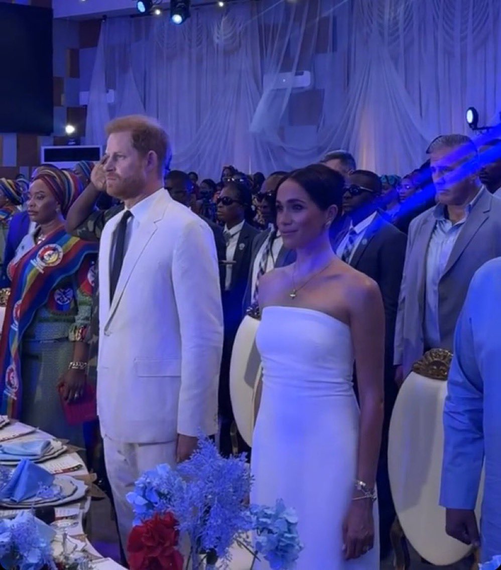The Prince and Princess of All white glamour 😮‍💨 #HarryandMeghaninNigeria