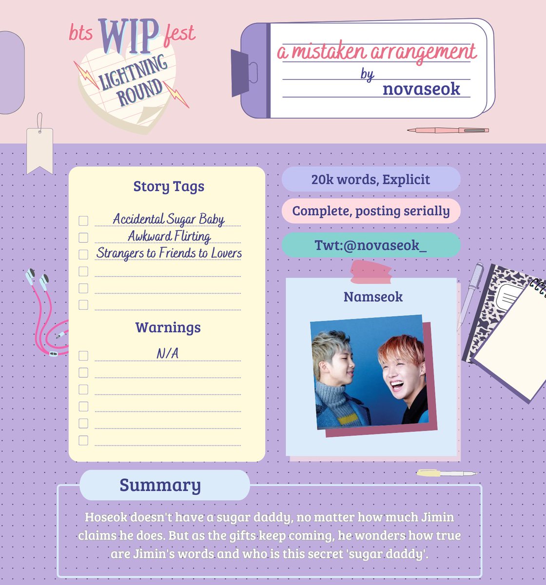 a mistaken arrangement
⚡️novaseok | <a href="/novaseok_/">nova moving!</a> 
⚡️#Namseok
⚡️Explicit 🔞
⚡️Complete - posting serially
⚡️Accidental Sugar Baby, Strangers to Friends to Lovers, Awkward Flirting

🔗archiveofourown.org/works/50124571…