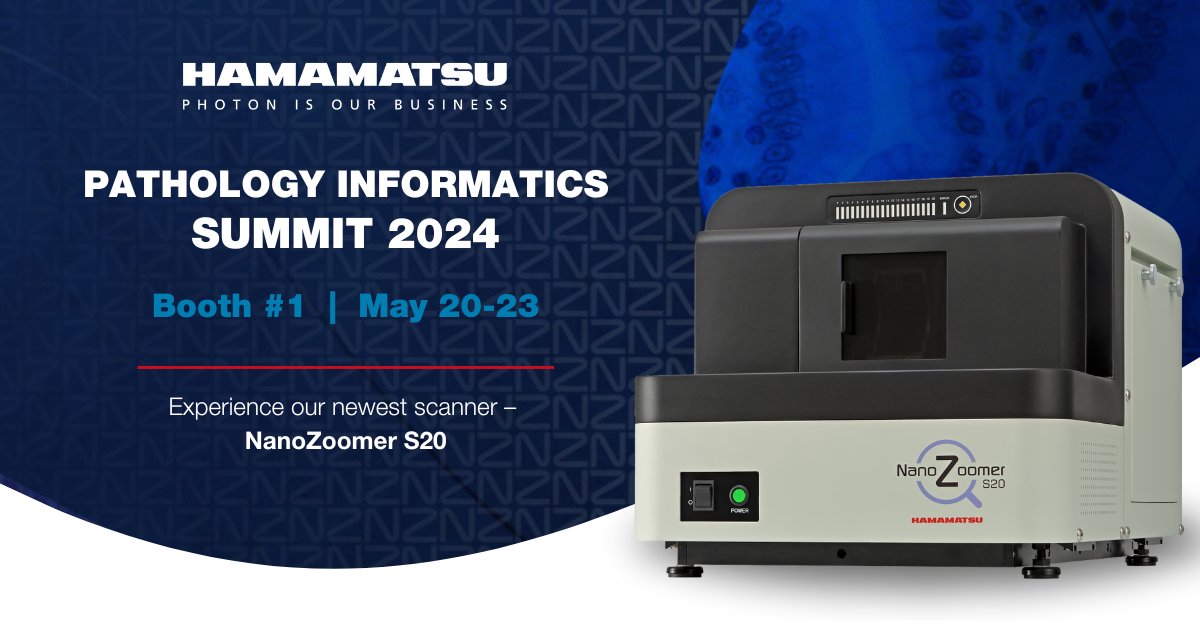 HamamatsuPhoton's tweet photo. We are excited to exhibit our #NanoZoomer S20 at #PathologyInformaticsSummit, booth 1. This compact, high-speed digital scanner transforms pathology workflows and fosters enhanced collaboration and research.

Preview the NanoZoomer S20: https://t.co/OFntnDd4us #digitalpathology https://t.co/D5O07tx1GJ