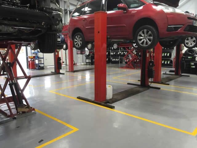 Upgrade your dealership workshop with floors that stand the test of time. PSC Flooring offers epoxy resin that’s tough on grime but easy on the eyes. Custom colors & safety lines included! Transform your space ➡️ bit.ly/3vTwNQw #PSCFlooring #IndustrialFlooring