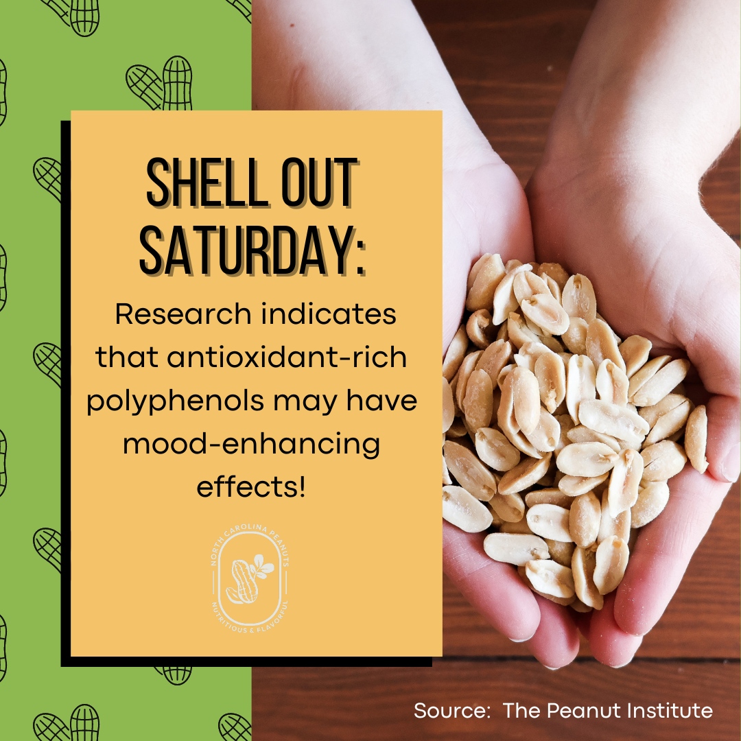 On this #ShellOutSaturday, let's talk about polyphenols! 👩‍🔬 🔎

Research suggests that this compound found in peanuts can not only enhance our mood, it's also full of antioxidants. 

#NCpeanuts #MentalHealthAwareness