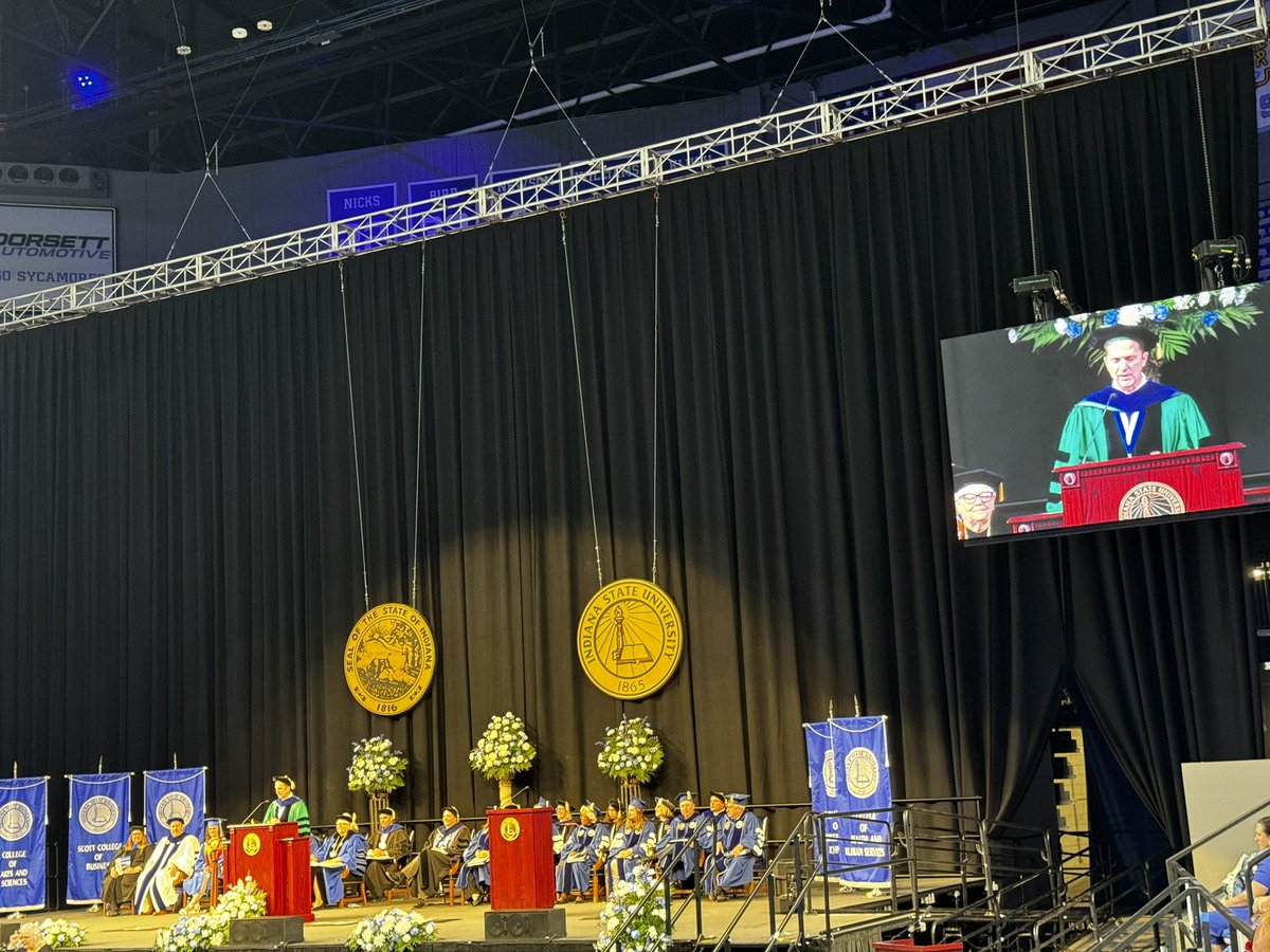 DianneOnline's tweet photo. My friends, Kimberly Collins and Dr. Gregory Bierly, deliver beautiful graduate student and alumni commencement speeches at Indiana State University’s spring commencement. #MarchOn #IndState https://t.co/3SNgLxUHsb