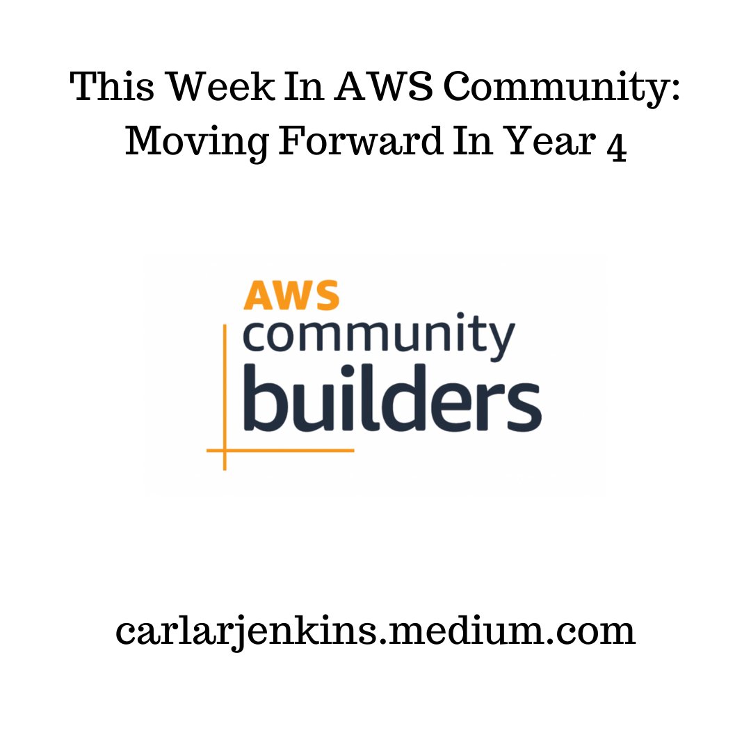 Hey #TwitterFamily! Today is Saturday and here is a BONUS issue of This Week In #AWSCommunity where I talk about my new year and receiving a sweet comment about this very blog series. carlarjenkins.medium.com/this-week-in-a… @carlarjenkins #AWSCommunityBuilders #CommunitySupport