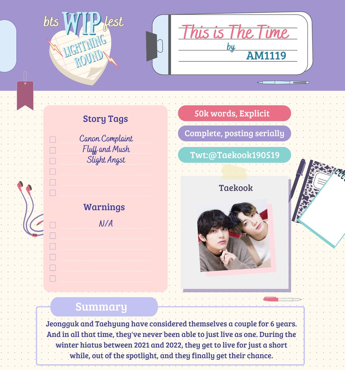 This is The Time
⚡️AM1119 | <a href="/Taekook190519/">Taekook190519 ao3 account AM1119</a> 
⚡️#taekook
⚡️Explicit 🔞
⚡️Complete - Posting serially
⚡️Canon Complaint, Fluff and Mush, Slight Angst

🔗archiveofourown.org/works/45218383…