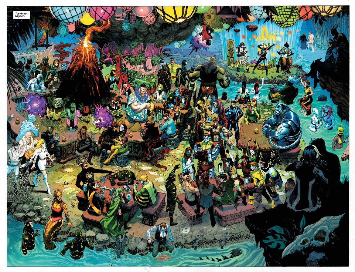 One of the defining images of Krakoa. The Green Lagoon by Josh Cassara from X-Force #9. The number of untold possible stories here encapsulates the sense of boundless potential the era had at the time.