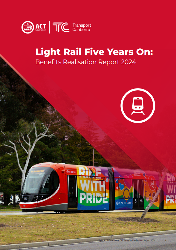 Amy_Jelacic's tweet photo. The ACT Government recently published a benefits realisation report looking at the first five years of operation of Canberra's light rail line. Lots of good news! Some things I found particularly interesting: https://t.co/YRp5a7ksN9