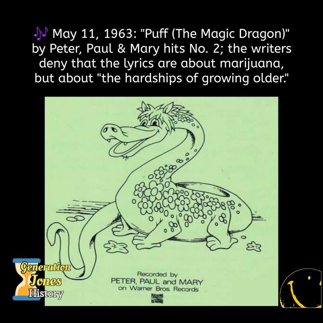 #PuffTheMagicDragon hit #2 on the charts #OnThisDay in 1963; here's #PeterPaulAndMary singing the song in 1965 (with lyrics to the song on the YouTube page) #dragons #Drachen #drager #drakar #draghi #용 youtube.com/watch?v=z15pxW… en.wikipedia.org/wiki/Puff%2C_t…