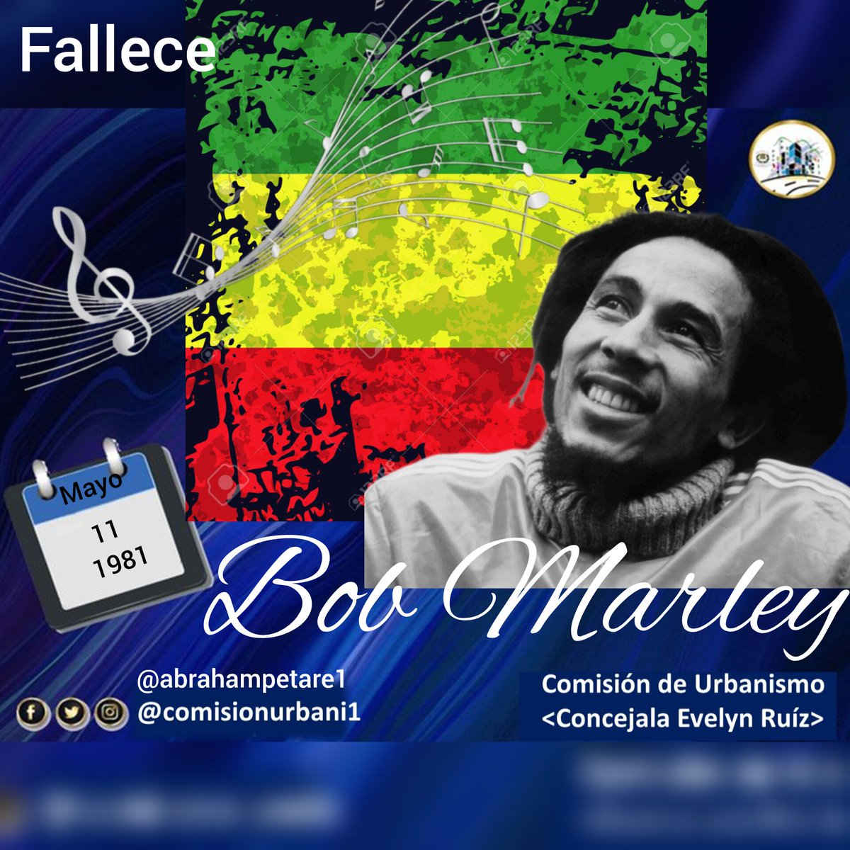 #11May 1981, Fallece en Nine Mile, #Jamaica Bob Marley. Músico, guitarrista y compositor. Defensor de los derechos humanos, las raíces africanas, la igualdad social y de género. #ComisiónDeUrbanismo #UrbanismoSocial #VenezuelaExpresiónCultural