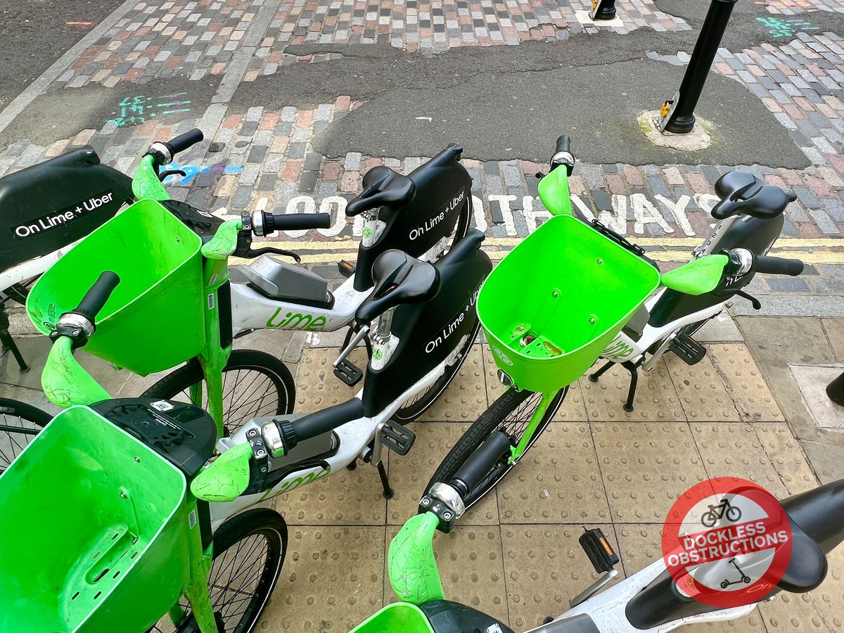 How are people with sight loss going to use the inclusive mobility safety information of tactile paving at this pedestrian crossing @limebike ?

Seven Dials Covent Garden @CamdenCouncil