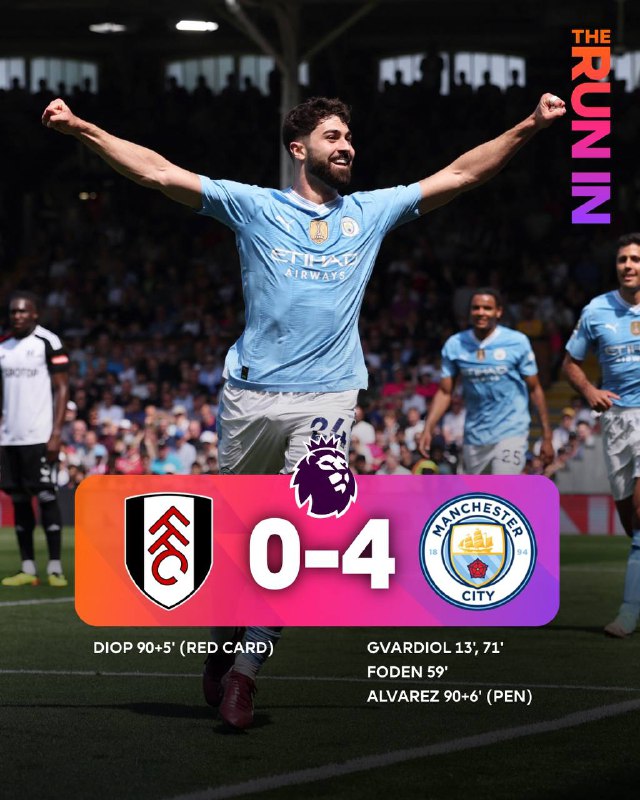 🔵Man City moves to the top of the table with a resounding win!

#FULMCI  #PremierLeague 

 #FULMCI