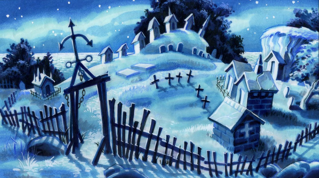 Concept art for the Scabb Island cemetery. Design by Steve Purcell and painting by Peter Chan.

#MonkeyIsland 2: LeChuck’s Revenge