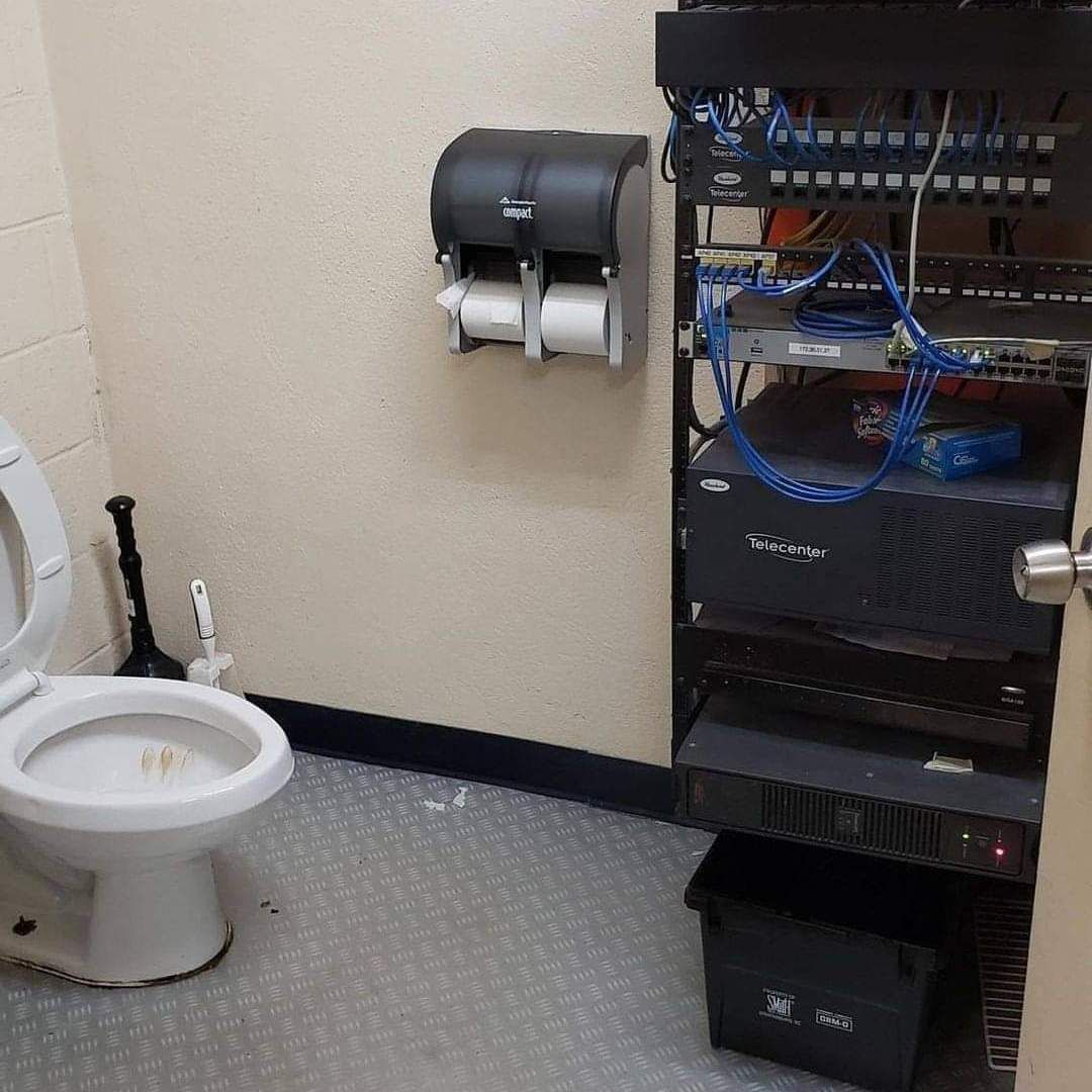 Is the bathroom in the datacenter or is the datacenter in the bathroom? And why?