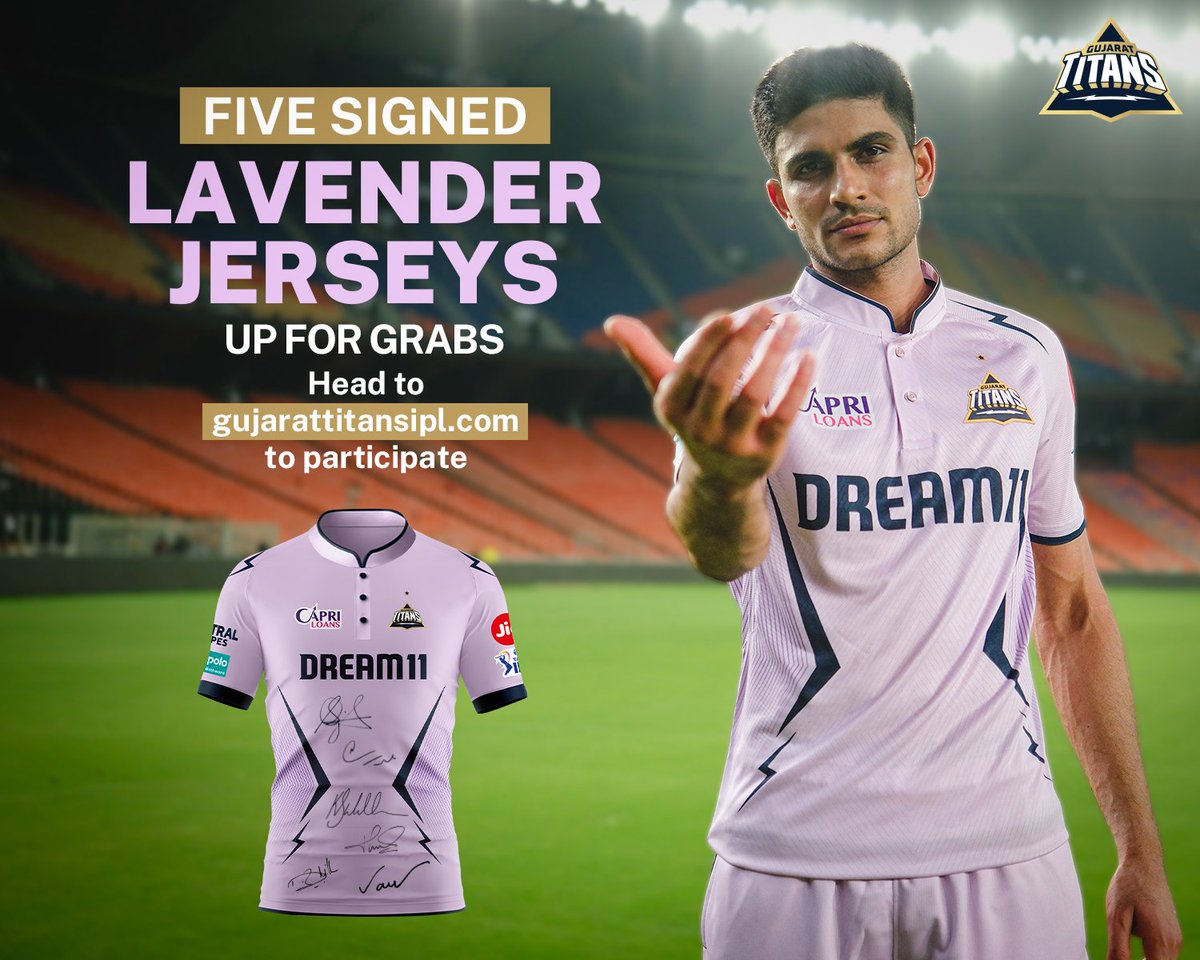 You can join our Lavender wave too, and make a difference 💜 Participate now to win a signed jersey! 🔗 - gujarattitansipl.com/lavender-kit-g… #AavaDe | #GTKarshe | #TATAIPL2024 | #GTvKKR